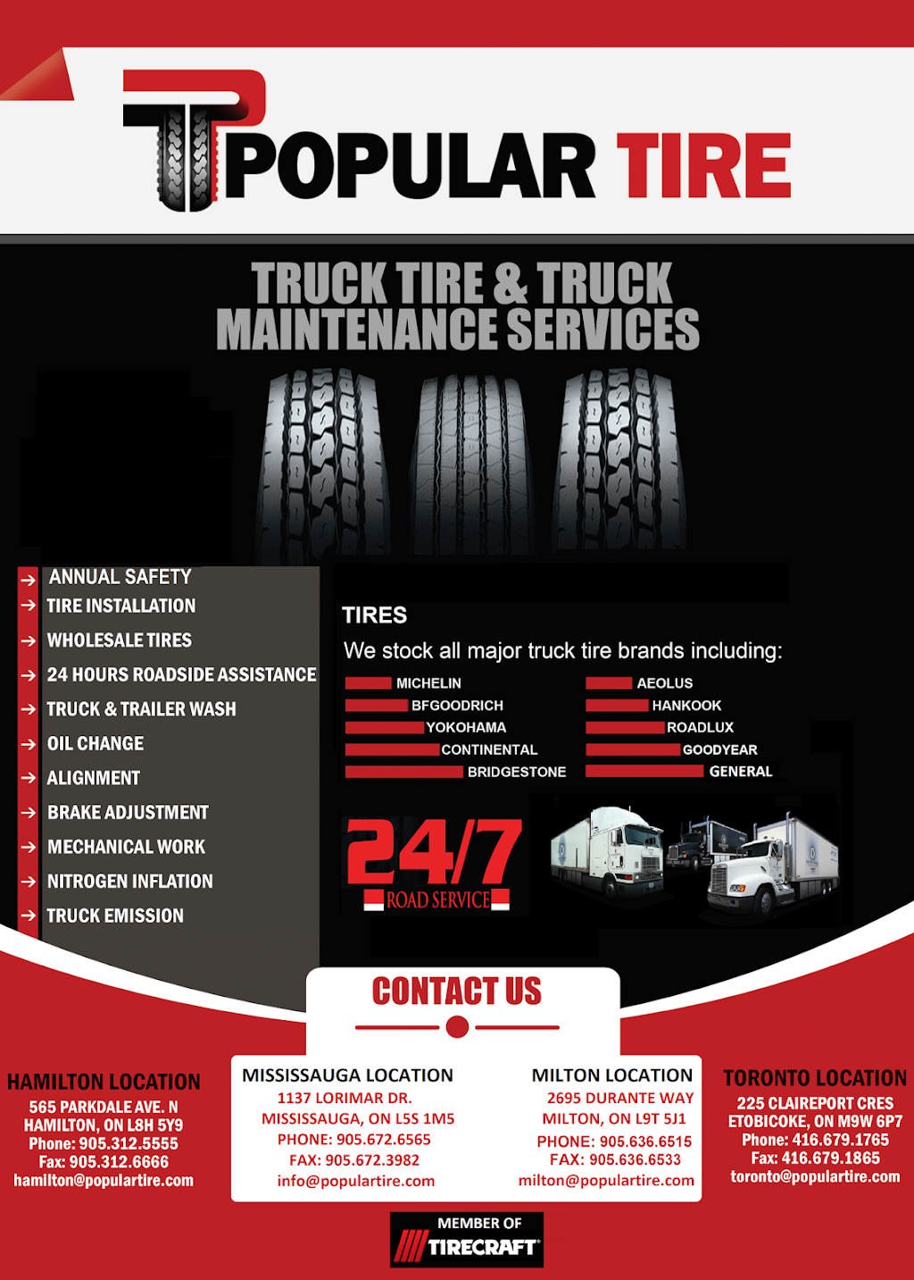 Popular Tire | 2695 Durante Way, Milton, ON L9T 5J1, Canada | Phone: (905) 636-6515