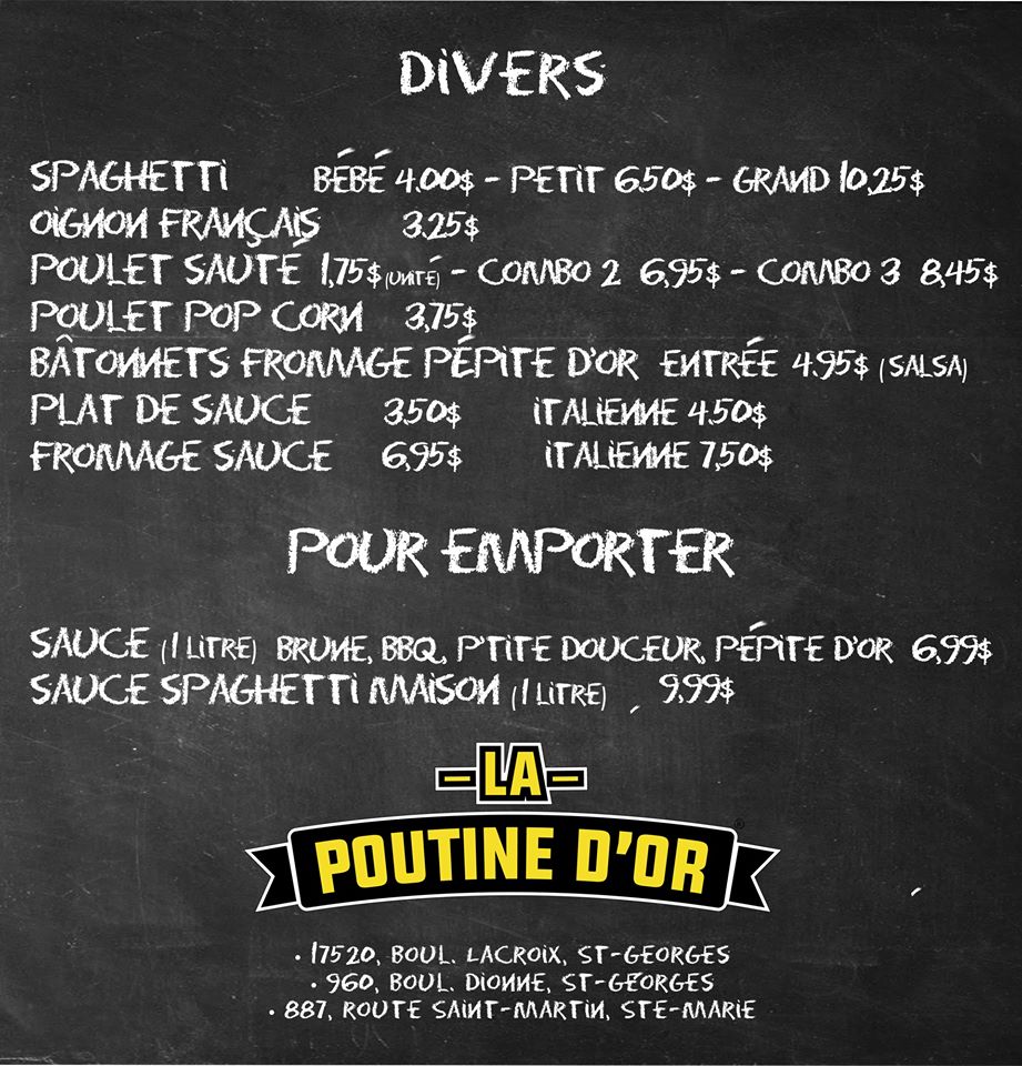 La Poutine Dor | 960 Boulevard Dionne, Saint-Georges, QC G5Y 5B8, Canada | Phone: (418) 221-7889