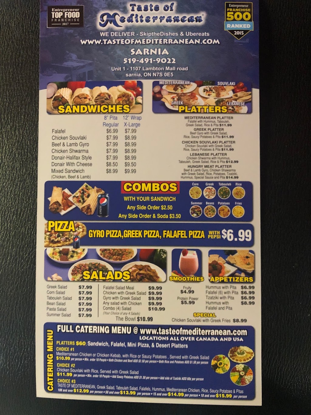 Taste of Mediterranean | 1107 Lambton Mall Rd #1, Sarnia, ON N7S 0E5, Canada | Phone: (519) 491-9022
