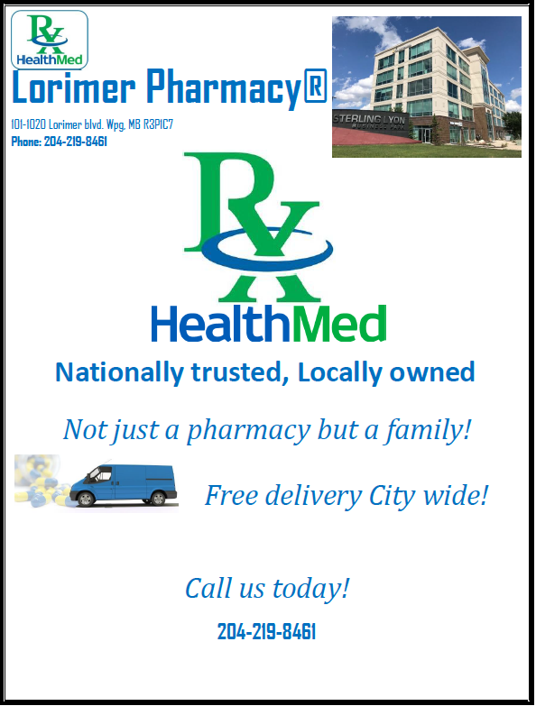 Lorimer Pharmacy | 101 - 1020 Lorimer Pharmacy, Winnipeg, MB R3P 1C7, Canada | Phone: (204) 219-8461