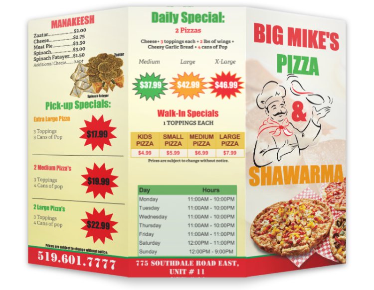 Big Mikes Pizza & Shawarma | 771 Southdale Rd E, London, ON N6C 2C6, Canada | Phone: (519) 601-7777