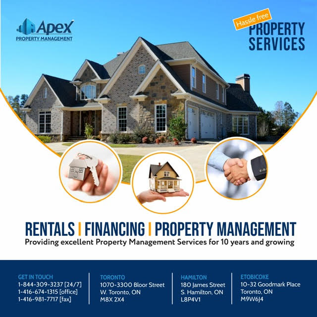 Apex Property Management | 32 Goodmark Pl #10, Etobicoke, ON M9W 6J4, Canada | Phone: (844) 309-3237
