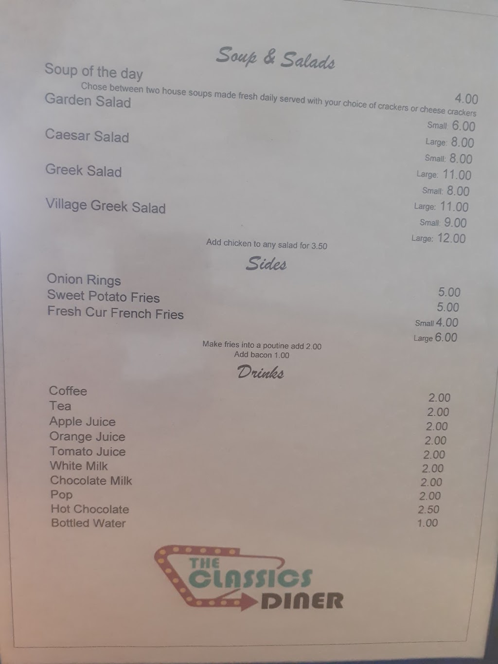 The Classics Diner | 1 Fairway Blvd, Bancroft, ON K0L 1C0, Canada | Phone: (613) 332-2815