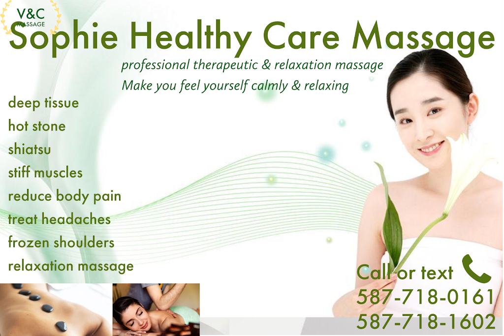 Sophies Healthy Care Massage | 186 Harvest Grove Close NE, Calgary, AB T3K 4T6, Canada | Phone: (587) 718-0161