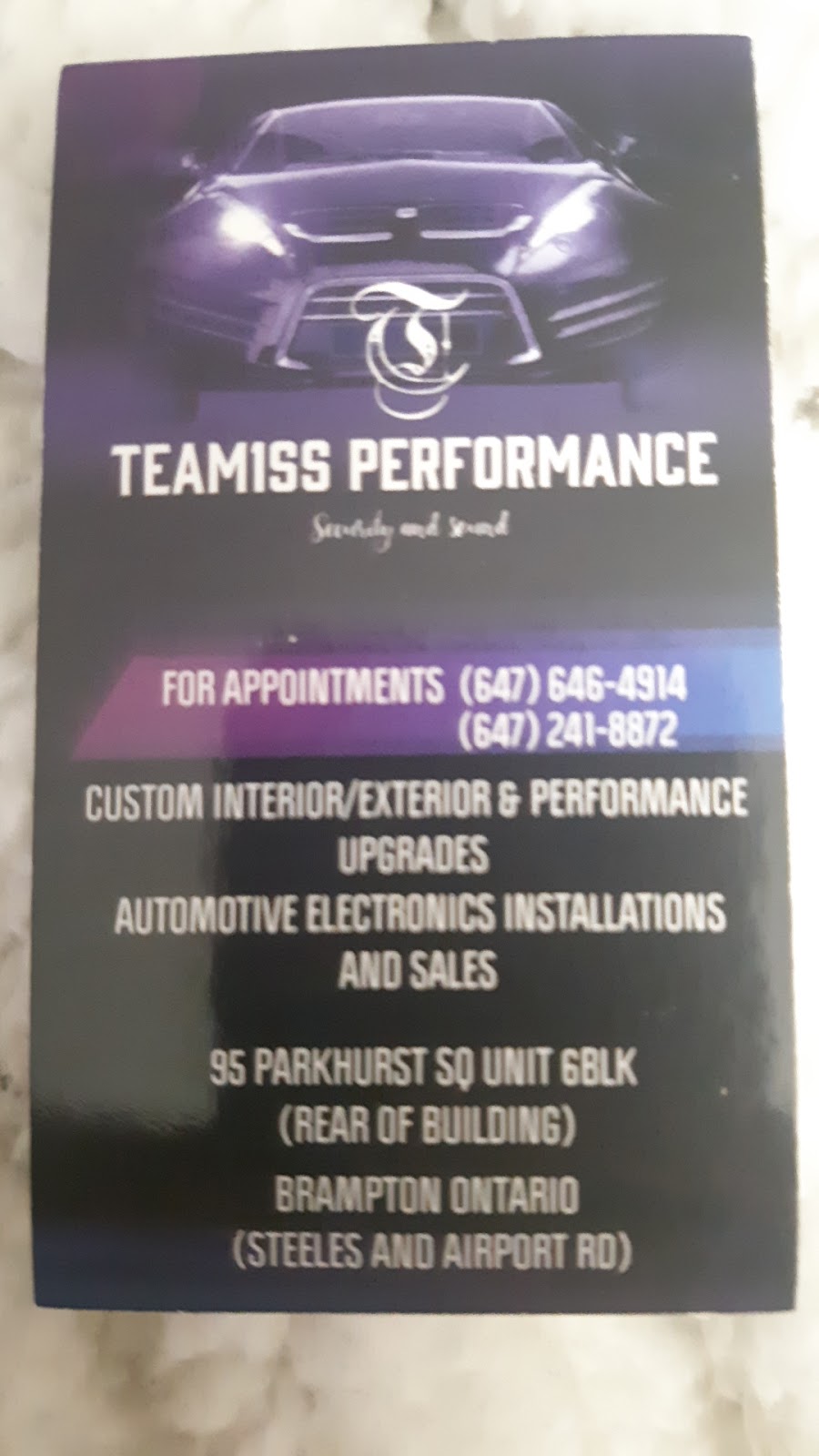 Team1ss Performance | 95 Parkhurst Square, Brampton, ON L6T 5H5, Canada | Phone: (647) 646-4914