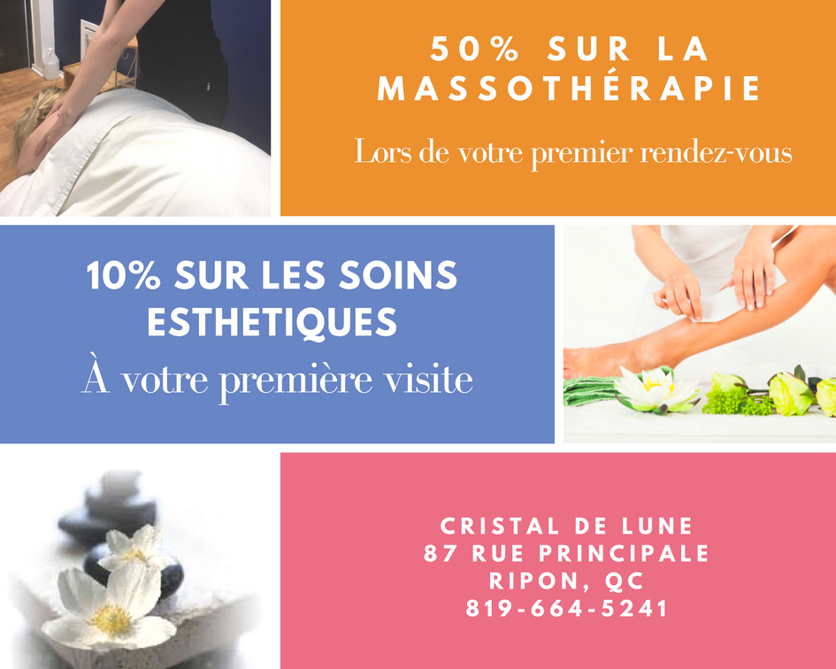 Massothérapie, Soins Esthétiques, Voyance - Cristal-de-Lune | 87 Rue Principale, Ripon, QC J0V 1V0, Canada | Phone: (819) 664-5241