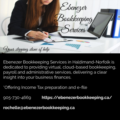 Ebenezer Bookkeeping Services | point of interest | Nanticoke Creek Pkwy, Townsend, ON N0A 1S0, Canada | 9057304669 OR +1 905-730-4669