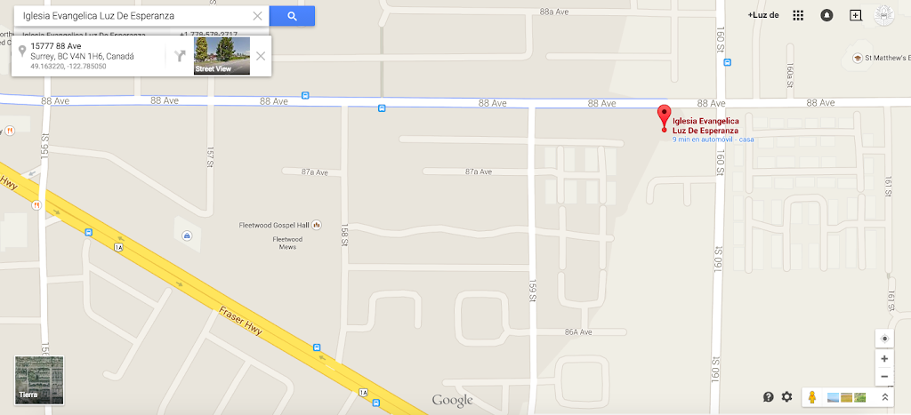 Iglesia Evangelica Luz De Esperanza | 15964 88 Avenue West, Surrey, BC V4N 1H5, Canada | Phone: (778) 578-2717