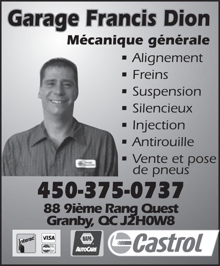 Garage Francis Dion | 88 9e Rang O, Granby, QC J2H 0W9, Canada | Phone: (450) 375-0737
