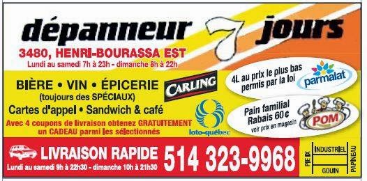 Depanneur 7 Jours | 3480 Boul Henri-Bourassa E, Montréal-Nord, QC H1H 1H9, Canada | Phone: (514) 323-9968