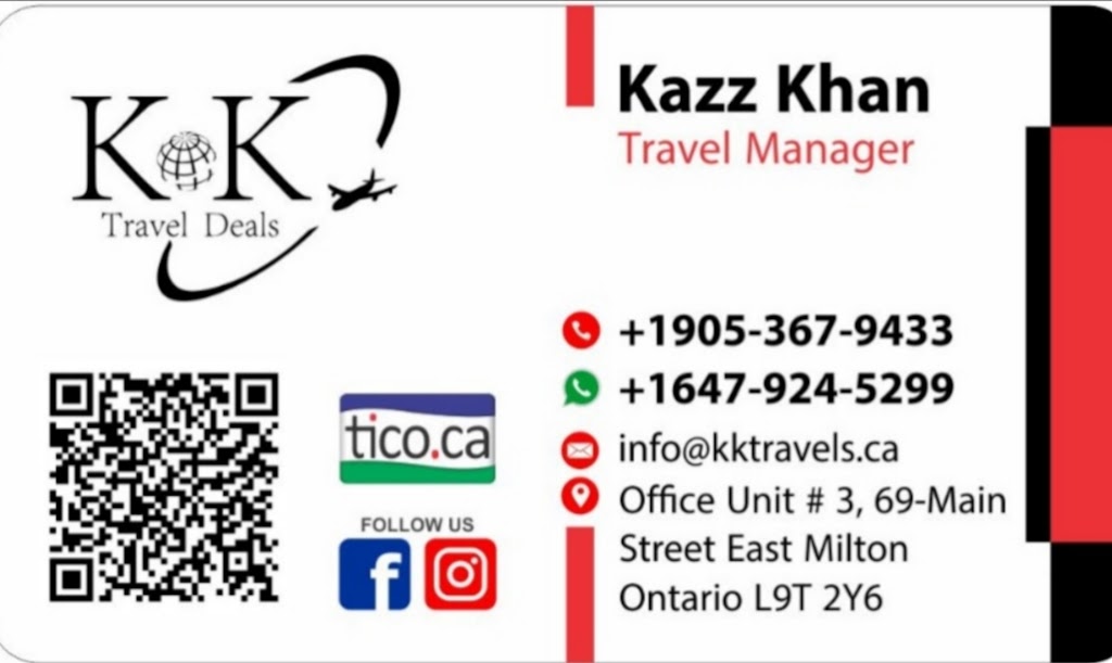 KK Travels | 69 Main St E Unit 3, Milton, ON L9T 2Y6, Canada | Phone: (905) 367-9433