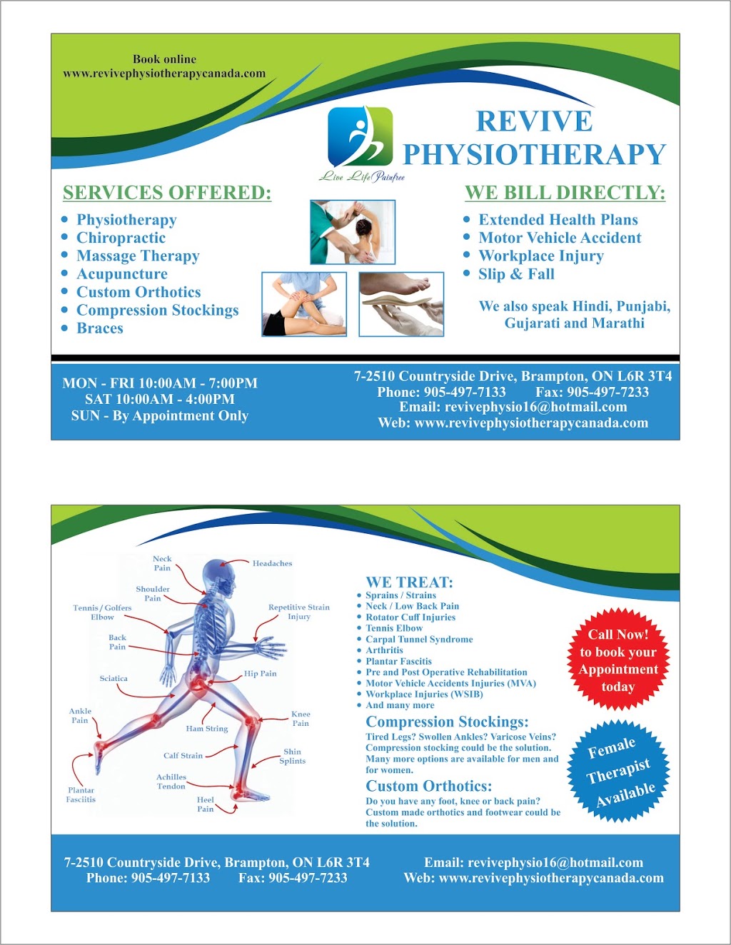 Revive Physiotherapy | 7-2510 Countryside Dr, Brampton, ON L6R 3T4, Canada | Phone: (905) 497-7133
