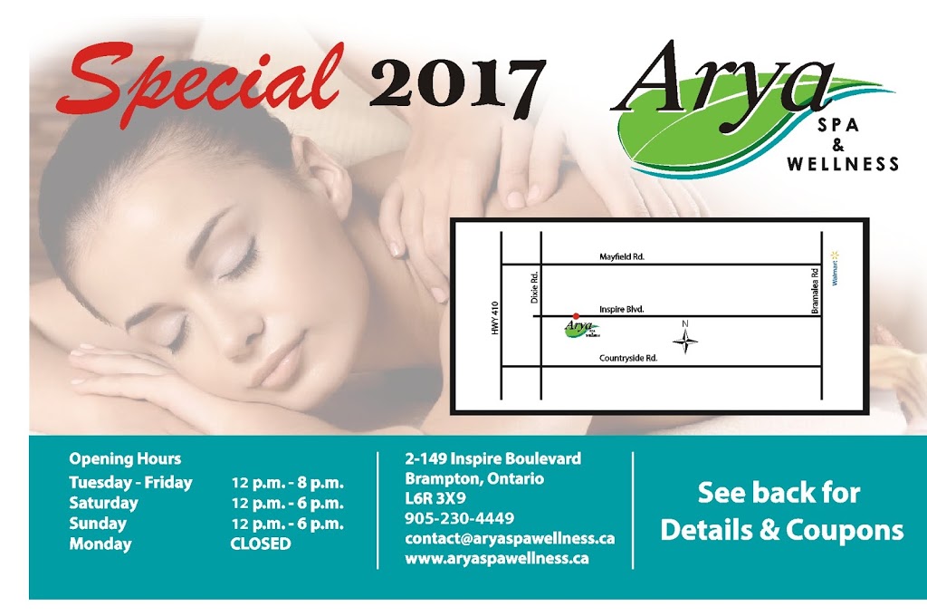 Arya Spa & Wellness | 149 Inspire Blvd, Brampton, ON L6R 3X9, Canada | Phone: (905) 230-4449