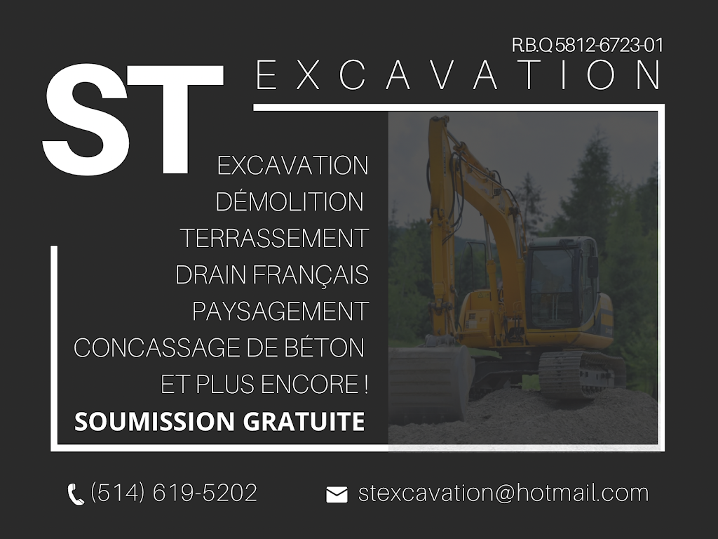 ST Excavation Inc. | 4785 Rue des Sittelles, Sainte-Catherine, QC J5C 1R5, Canada | Phone: (514) 619-5202
