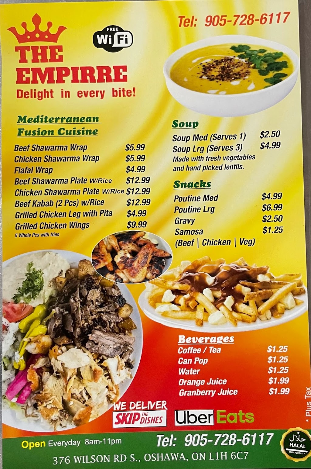 The Empirre Restaurant - Delight in every bite | 376 Wilson Rd S, Oshawa, ON L1H 6C7, Canada | Phone: (905) 728-6117