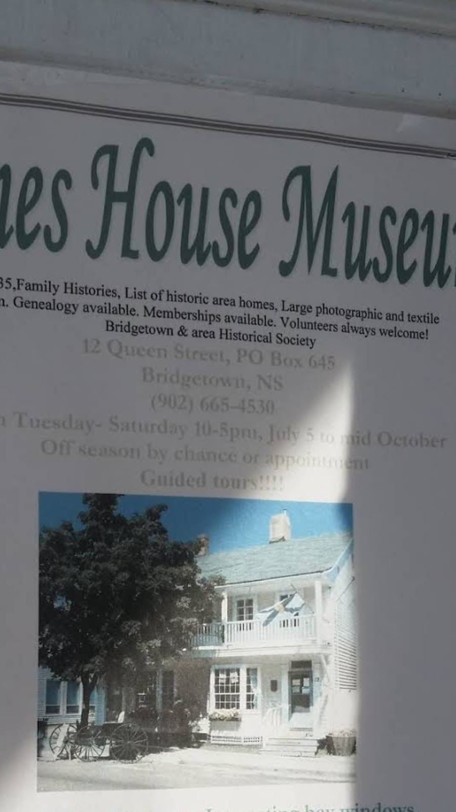 James House Museum | 12 Queen St, Bridgetown, NS B0S 1C0, Canada | Phone: (902) 824-0810