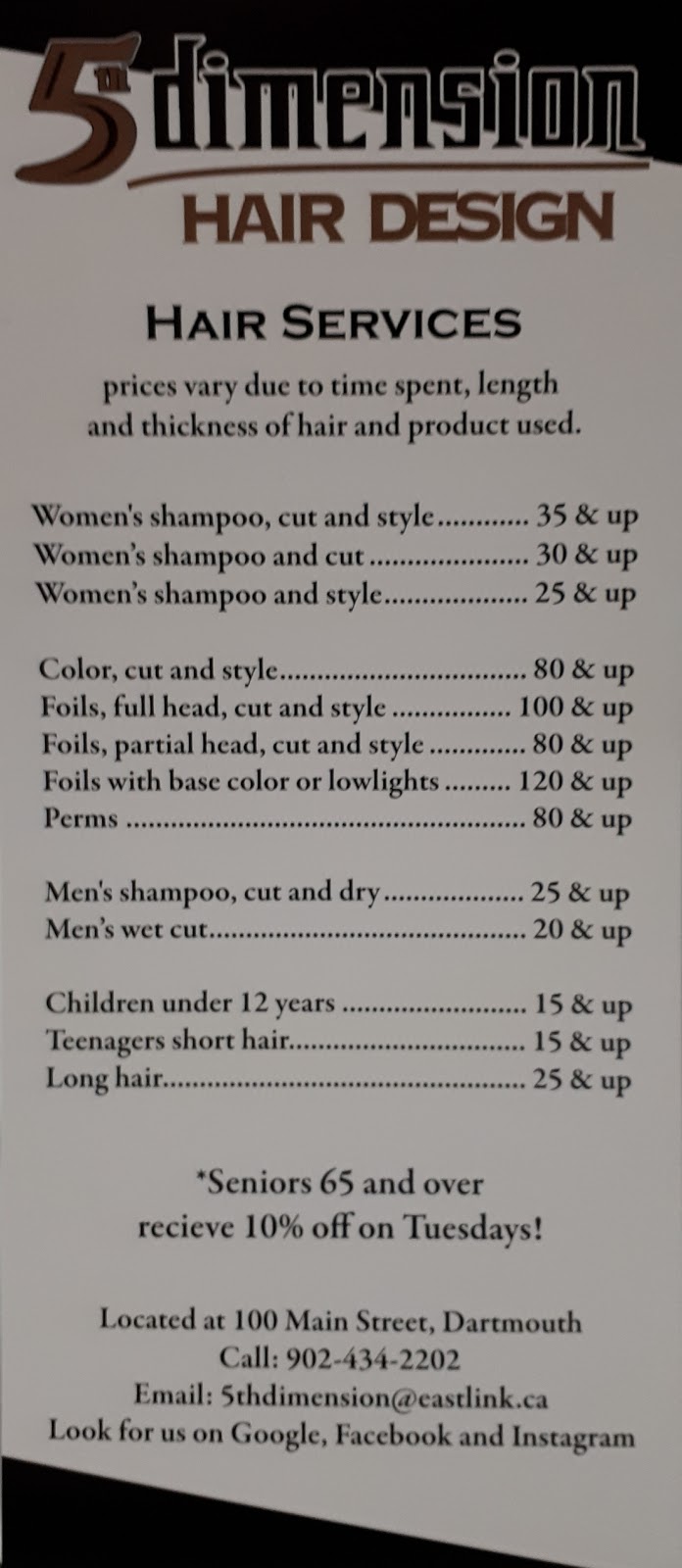 5th Dimension Hair Design | Westphal Plaza, 100 Main St, Dartmouth, NS B2X 1R5, Canada | Phone: (902) 434-2202