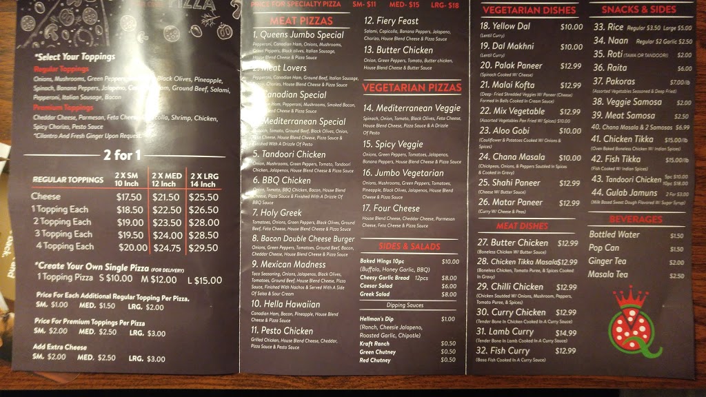 Queen India Jumbo Pizza | 26426 56 Ave, Langley City, BC V4W 1P2, Canada | Phone: (604) 857-9100