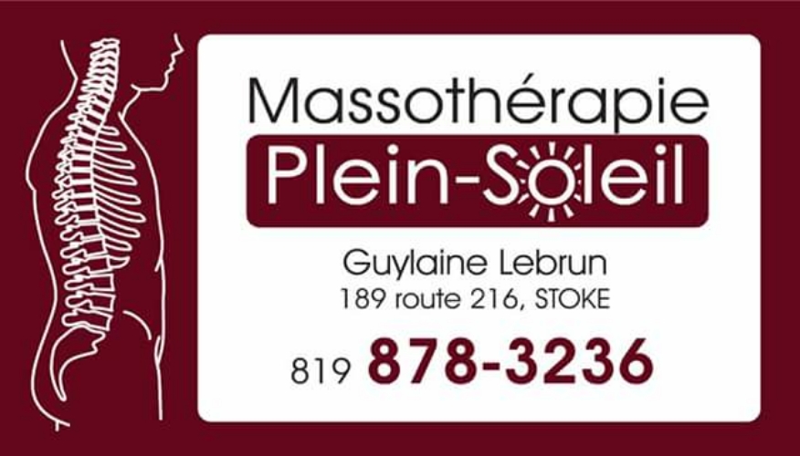Massothérapie Plein-Soleil Guylaine Lebrun | 189 QC-216, Stoke, QC J0B 3G0, Canada | Phone: (819) 878-3236