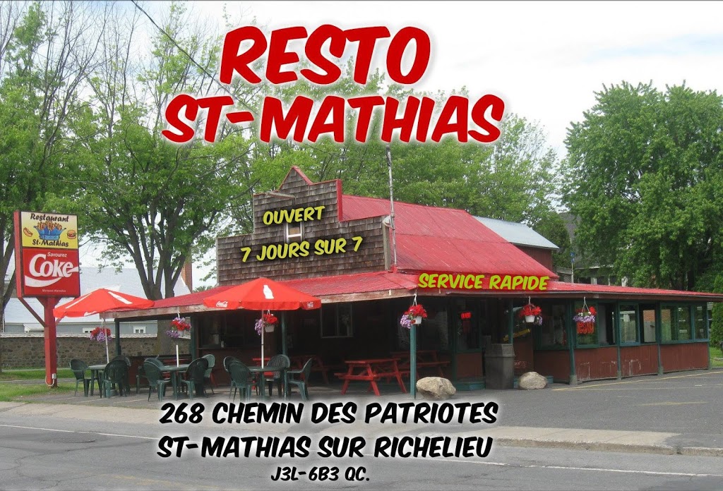 Resto St-Mathias | 268 Chemin des Patriotes, Saint-Mathias-sur-Richelieu, QC J3L 6B3, Canada | Phone: (450) 272-0821