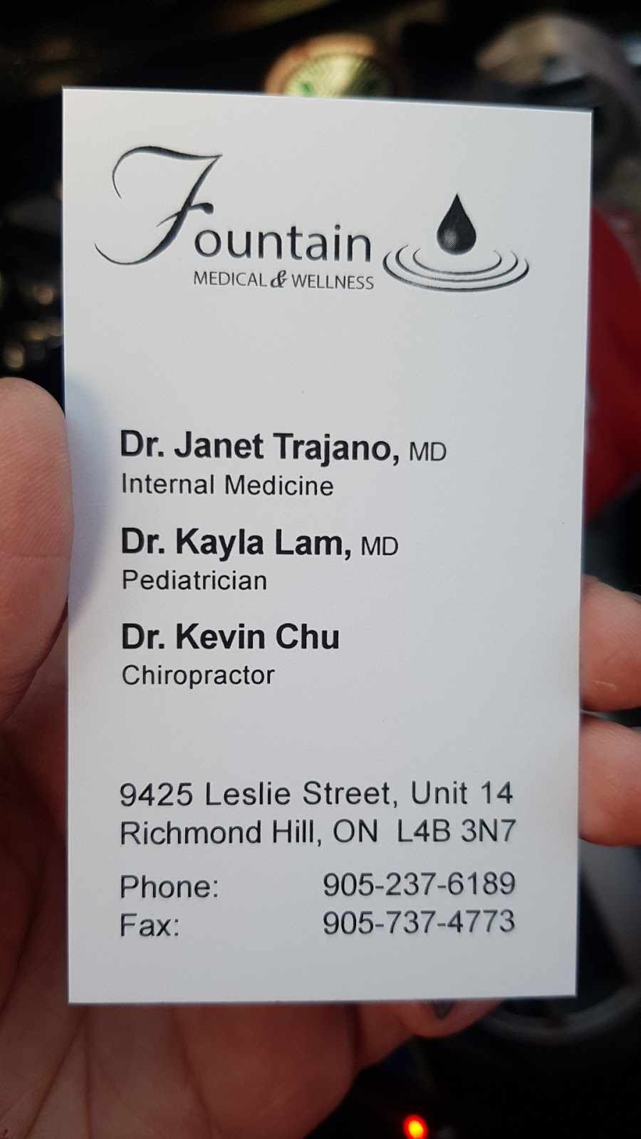 Fountain Medical & Wellness Centre | 9425 Leslie St #14, Richmond Hill, ON L4B 3N7, Canada | Phone: (905) 237-6189